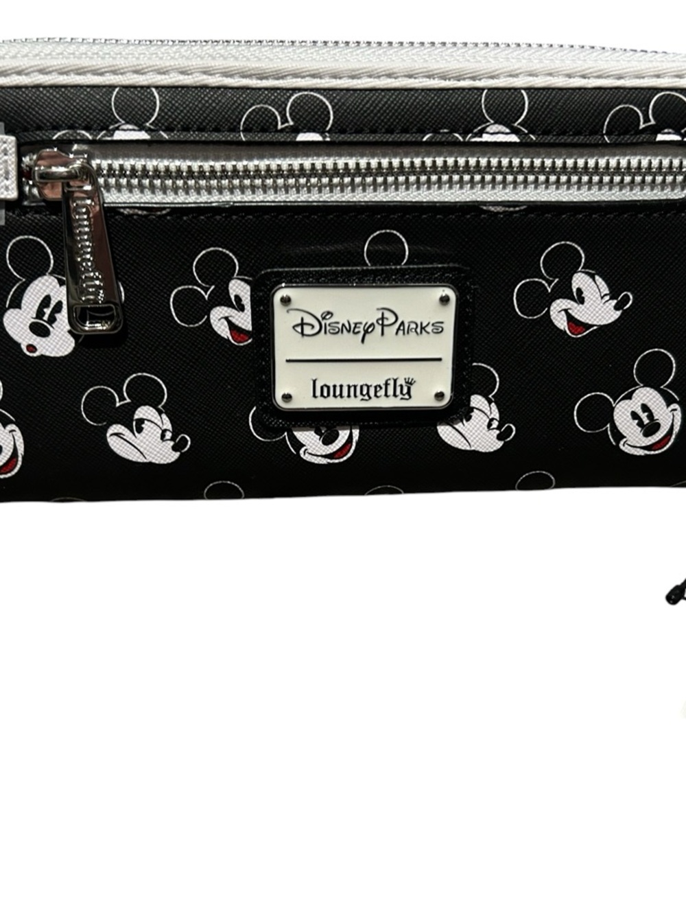 Loungefly Black Mickey Faces Zip Wallet with Silver Accents